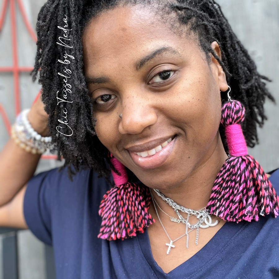 PINK STARBURST TASSEL EARRINGS