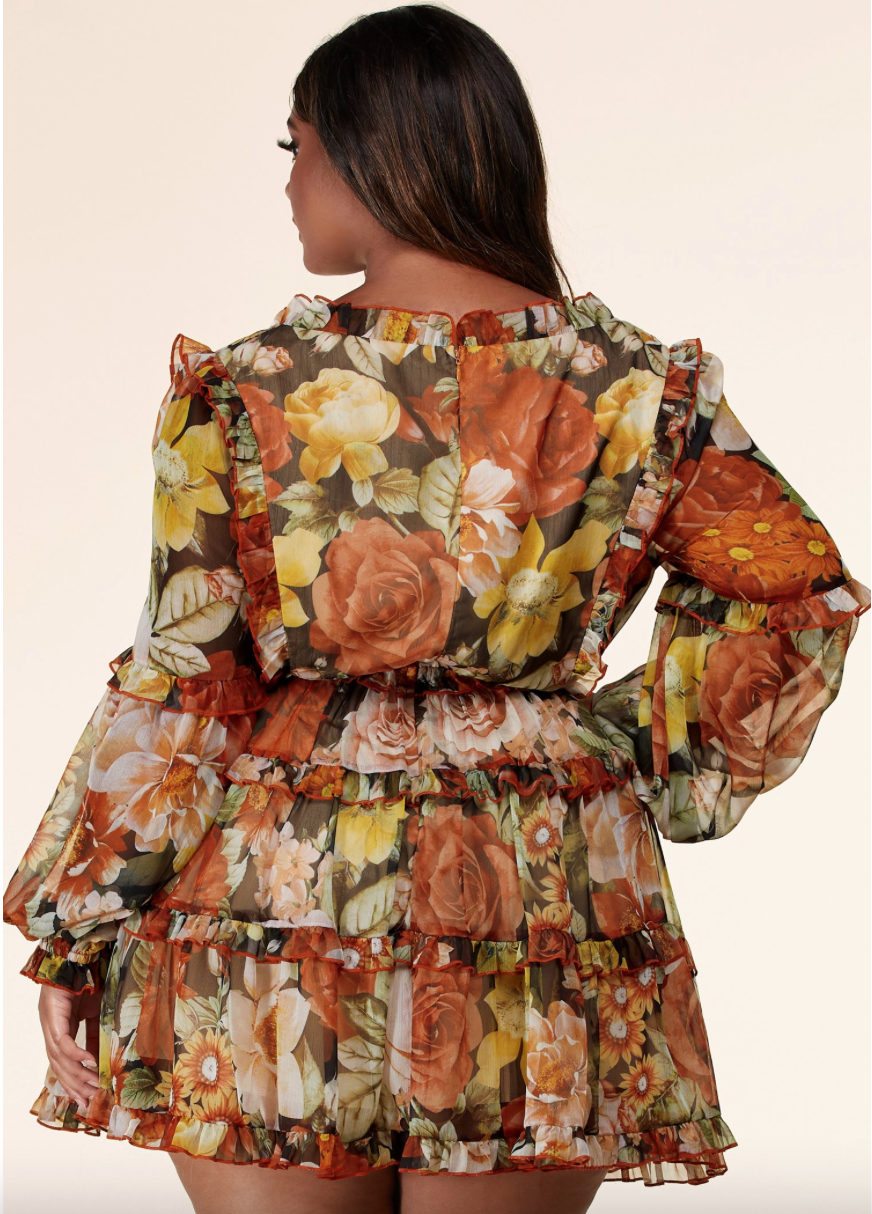 FALL FLORAL MINI DRESS