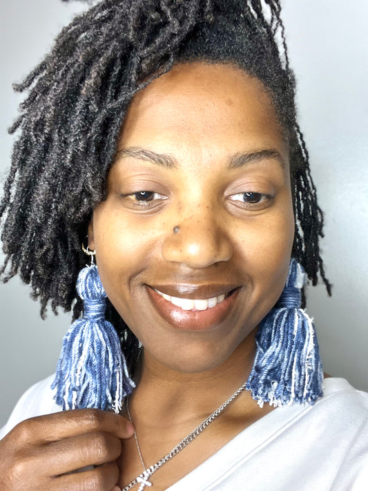 Give 'Em Blues Tassel Earrings