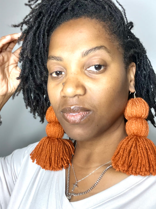Pumpkin Spice Bubble Tassel Earrings