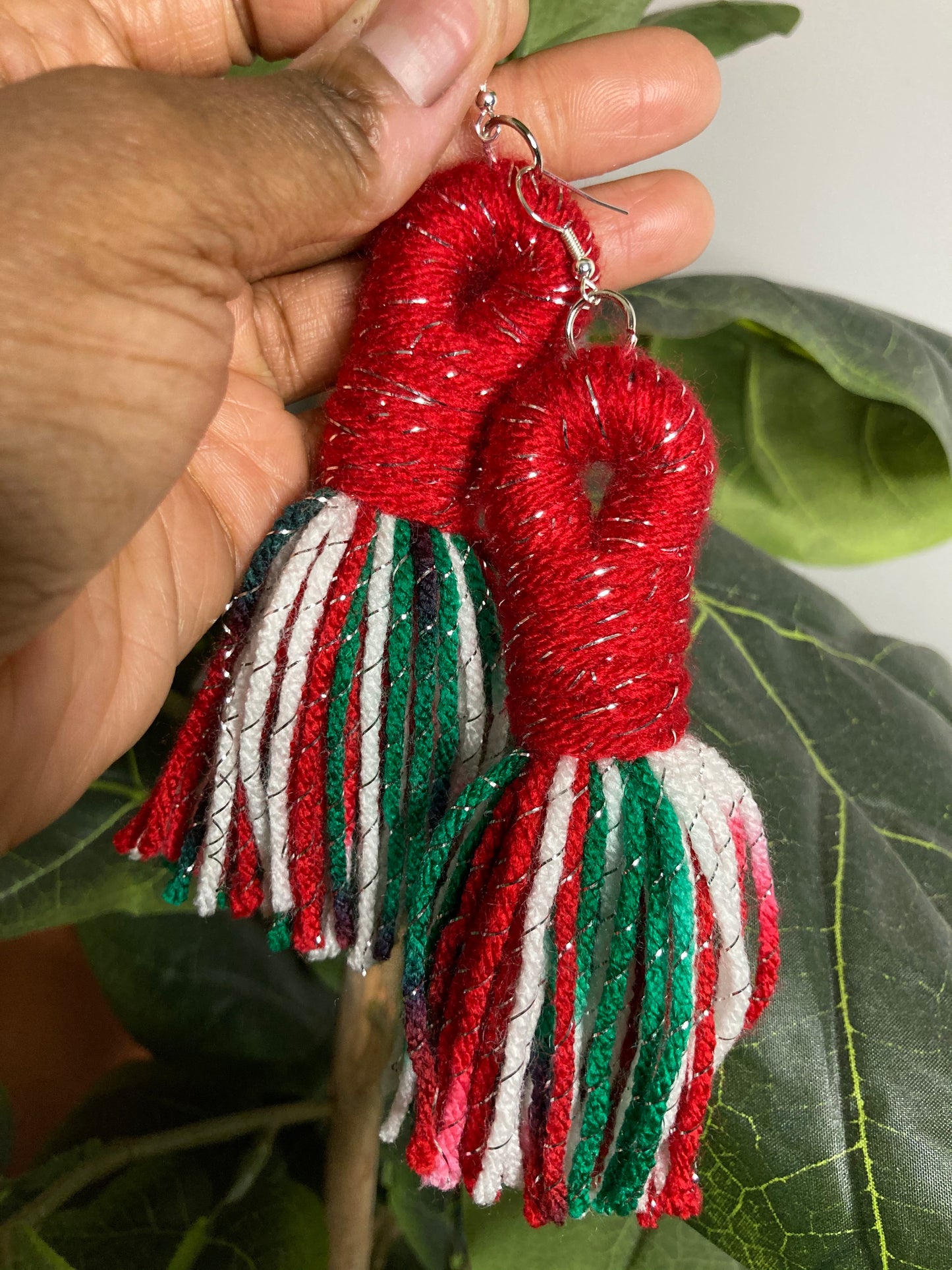 SEASONS GREETINGS HOOP TASSEL EARRINGS