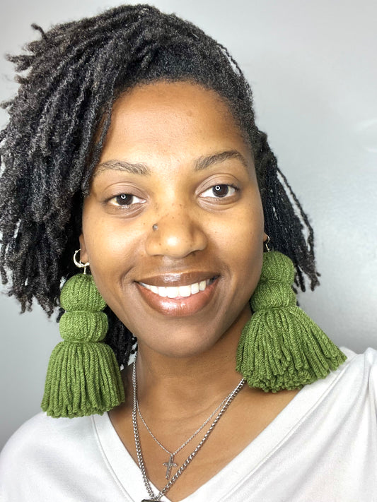 Matcha Bubble Tassel Earrings