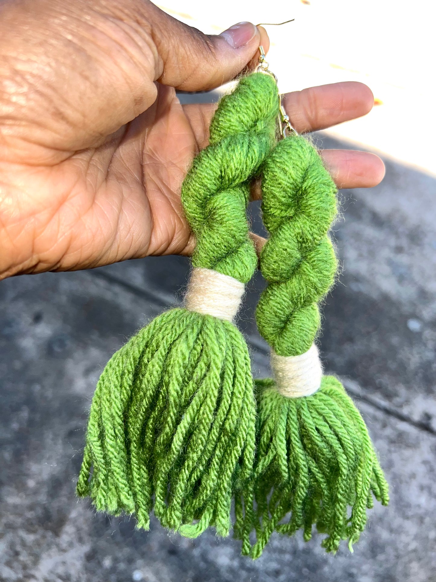 TWISTED UP TASSEL EARRINGS | MOSS GREEN