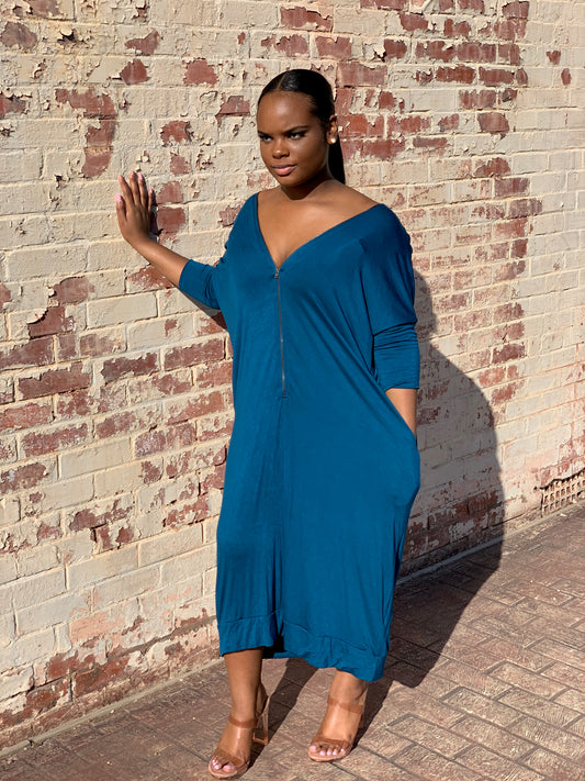 Issa Vibe Zipper Midi Dress | Teal