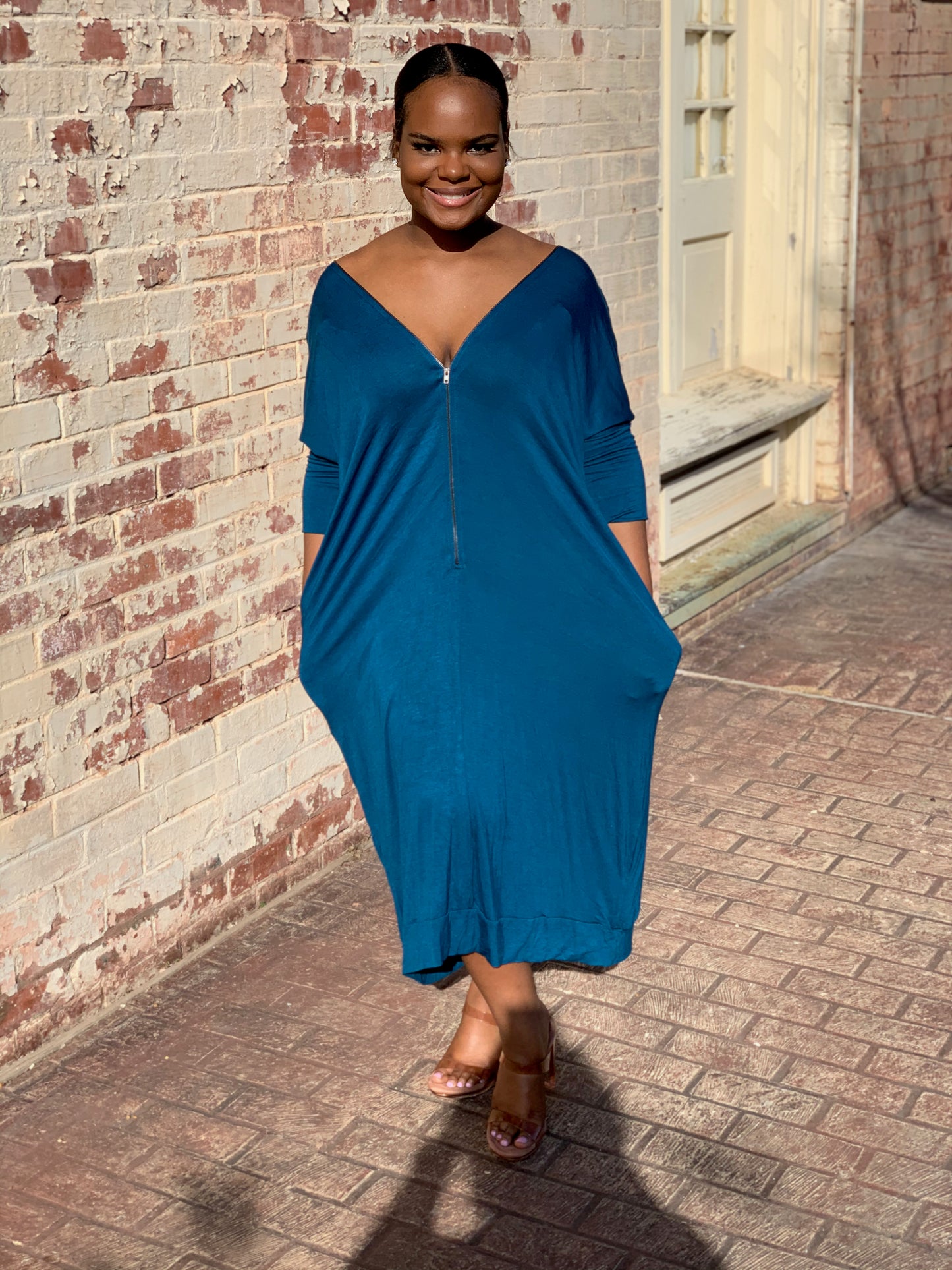 Issa Vibe Zipper Midi Dress | Teal