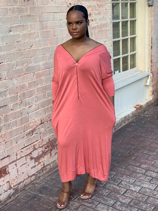 Issa Vibe Zipper Midi Dress | Marsala