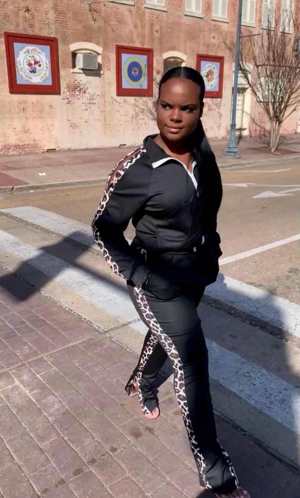 Cold Shoulder Tracksuit | Leopard