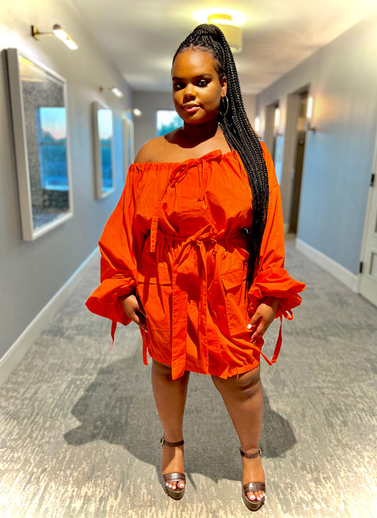 CARGO OFF THE SHOULDER TIE DRESS