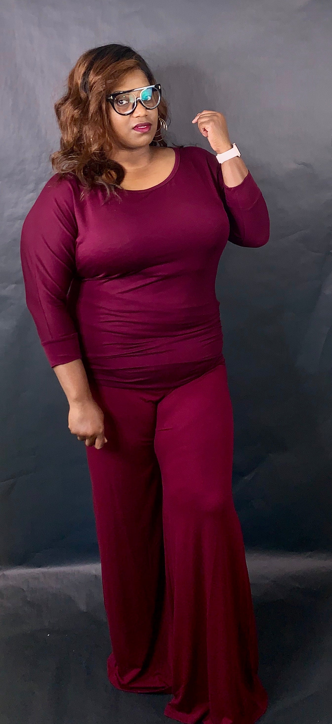 Burgundy Wide Leg Set