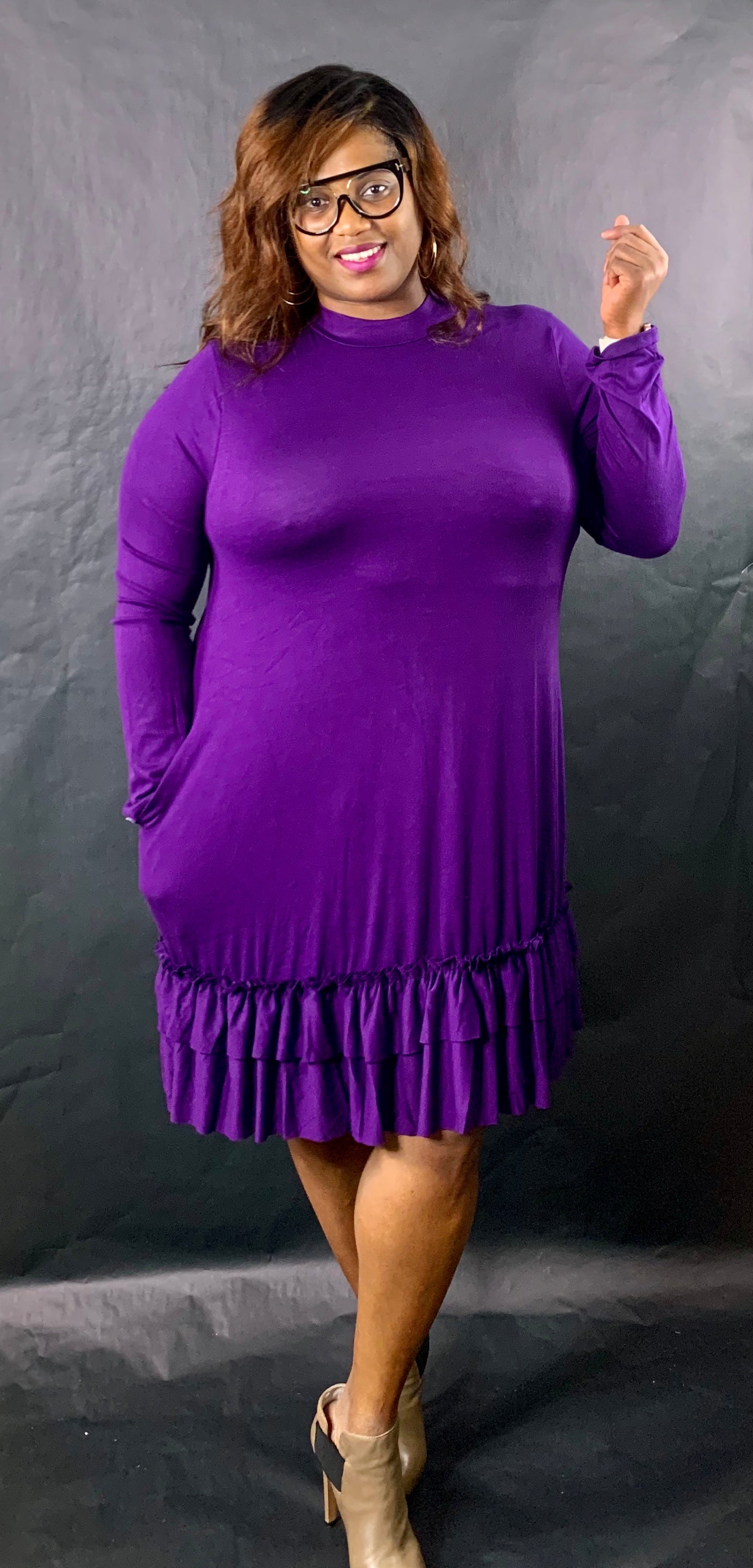 Flirty Ruffles Dress I Plum
