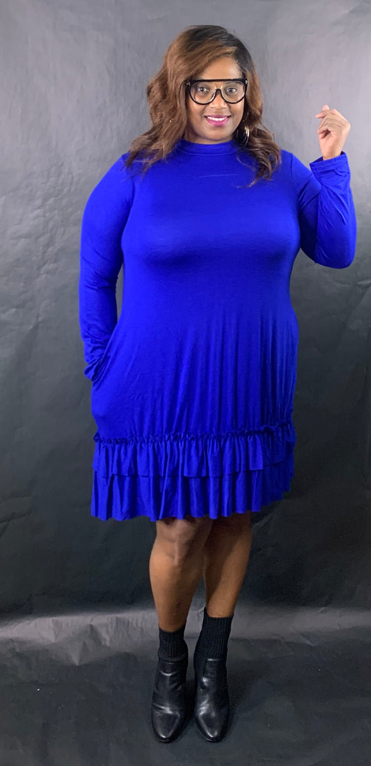 Flirty Ruffles Dress I Royal Blue