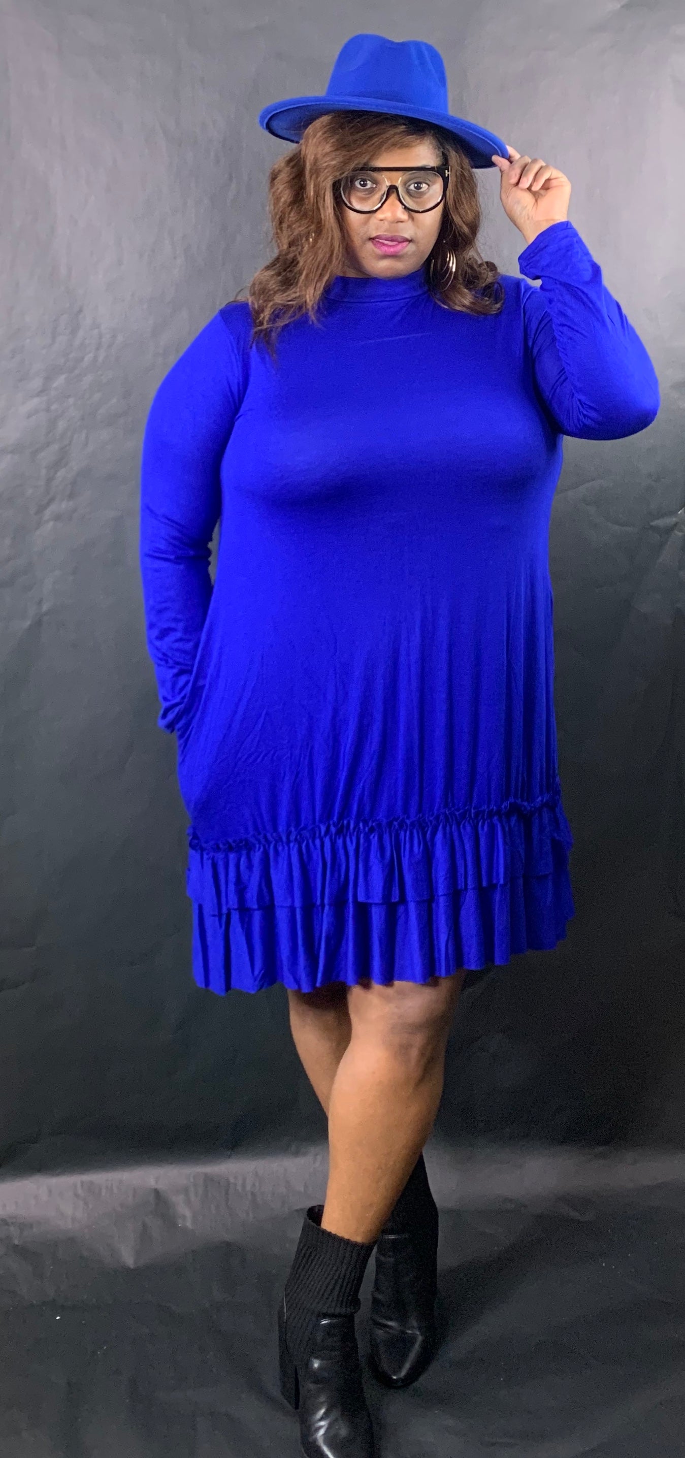 Flirty Ruffles Dress I Royal Blue