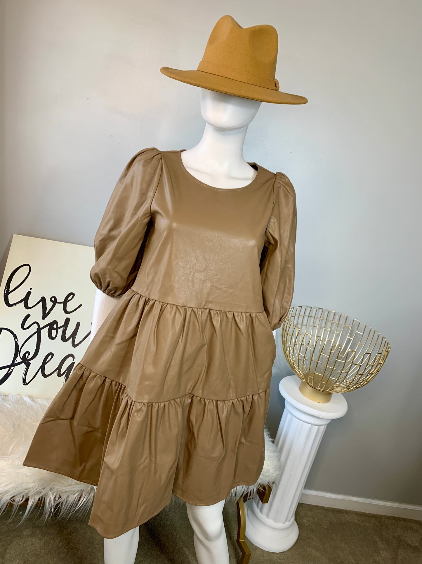 Tiered Up Dress | Latte